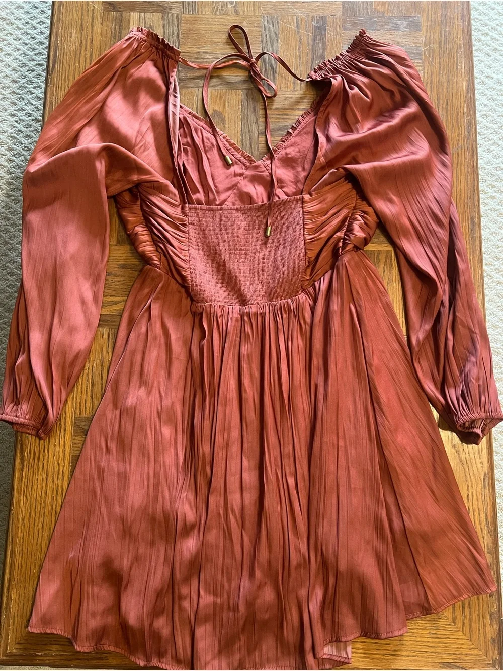 Anthropologie Shirred Cutout Mini Dress - Picture 5 of 6